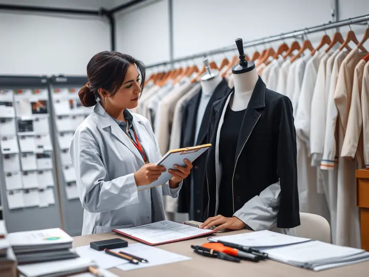 质检人员对照检查表检验成品服装