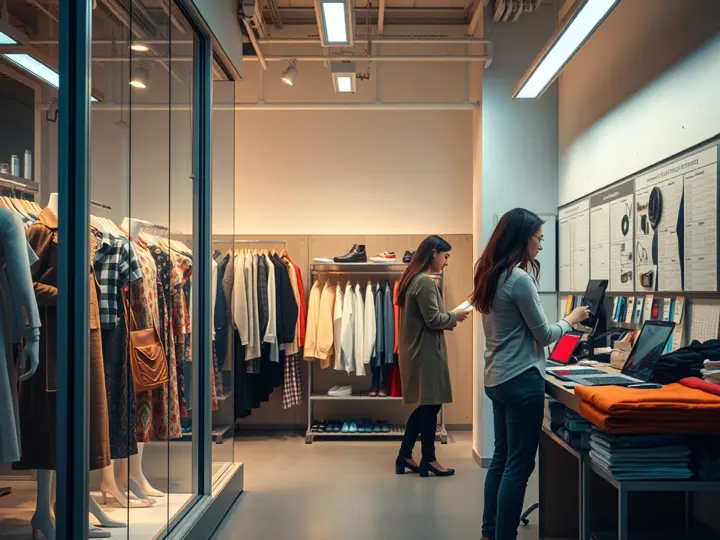 街边女装店橱窗展示,新款服装吸引顾客进店